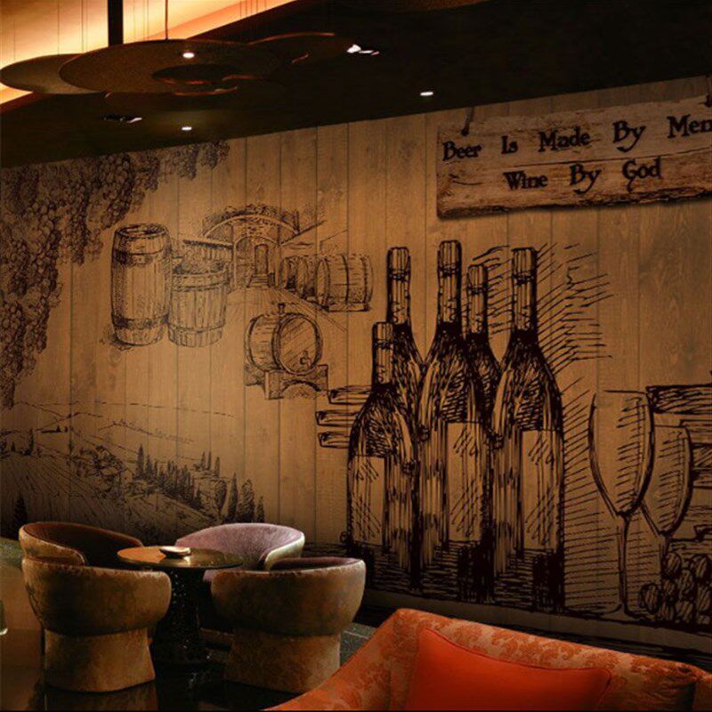 3d欧式个e性红酒壁纸葡萄酒文化酒窖酒吧酒庄背景墙纸饭店餐厅壁