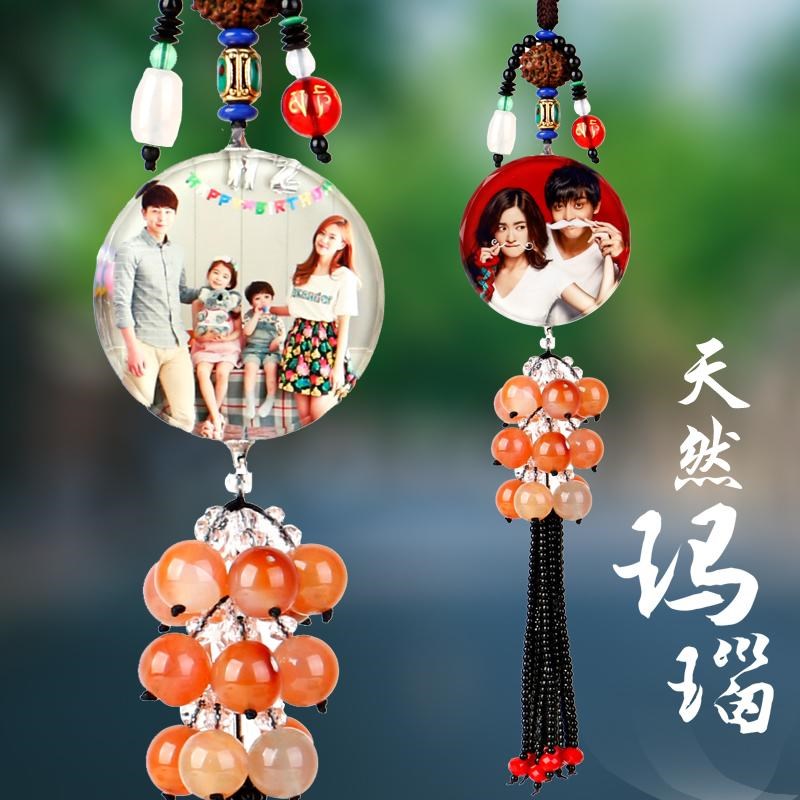 照片定制玛瑙汽车挂件车内挂x饰吊饰车载定做男女车上摆件出入平