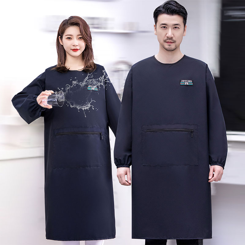 新款加肥加大长袖防水围裙家用厨房上班时尚女罩S衣餐饮工作服定