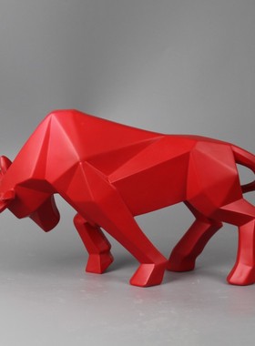 招财牛气冲天摆j件几何客厅办公室简约健身房红牛店铺开业装饰品