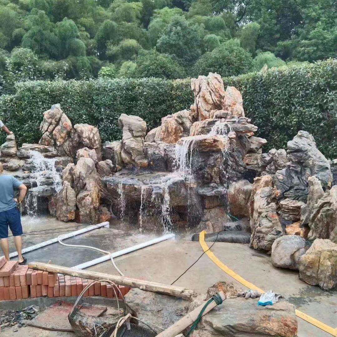 大型灵璧石景观石造景流水假山制作鱼池过滤天然原石石头