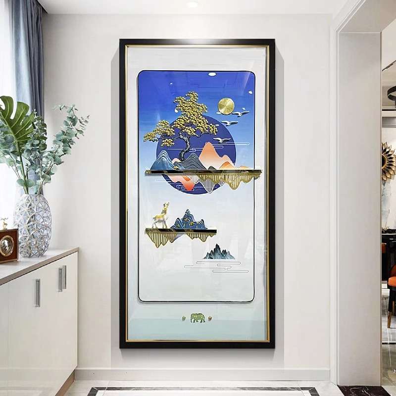 3d客厅走廊尽头挂画财鹿菩提高端装饰画现代立体手工玄关入户实物图片