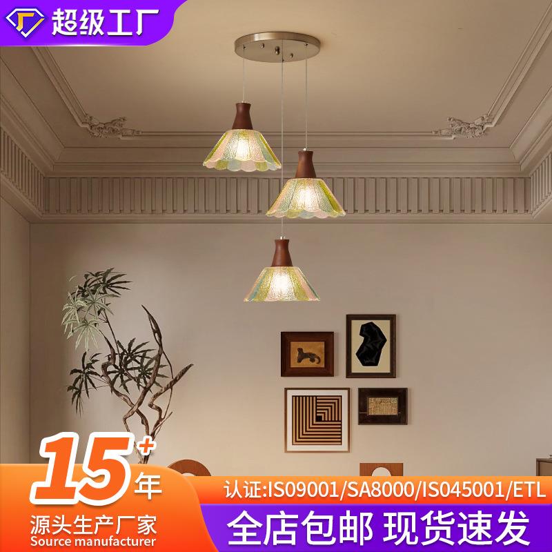 中古风一字餐厅吊灯现代简约设计师款创意民宿卧室床头吊灯玻璃灯