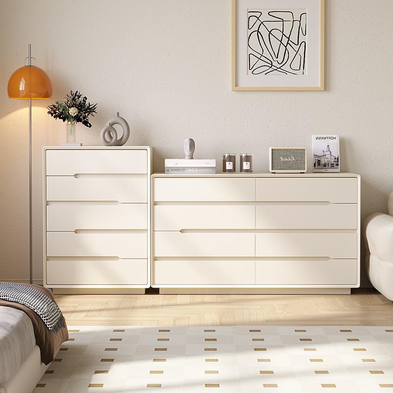 奶油风八斗柜客厅全实木五斗柜卧室靠墙收纳抽屉柜现代储物立柜橱