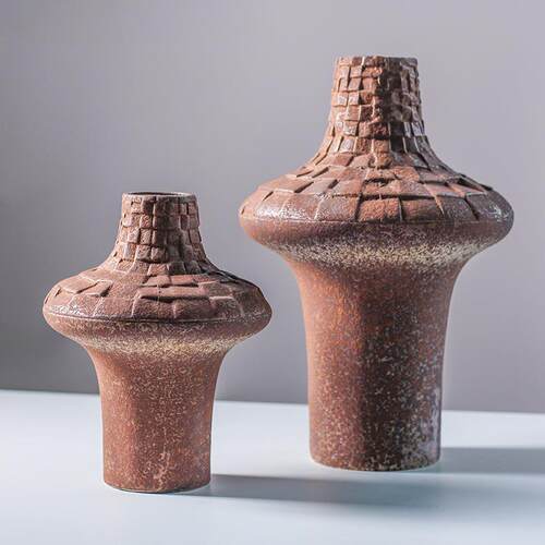 乐梦侘寂风陶瓷花瓶禅意陶罐粗陶摆件民宿酒店干花简约节日礼品