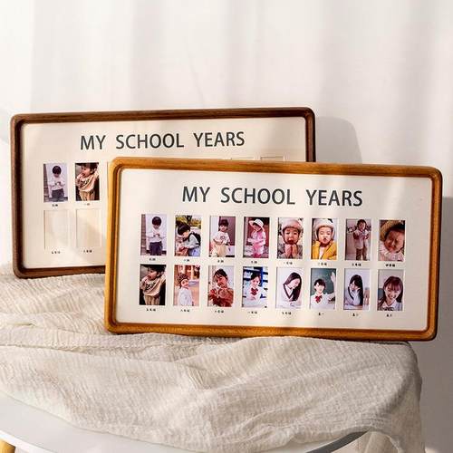 开学礼儿童成长校园时光相框毕业纪念宝宝幼儿园证件照实木框摆台
