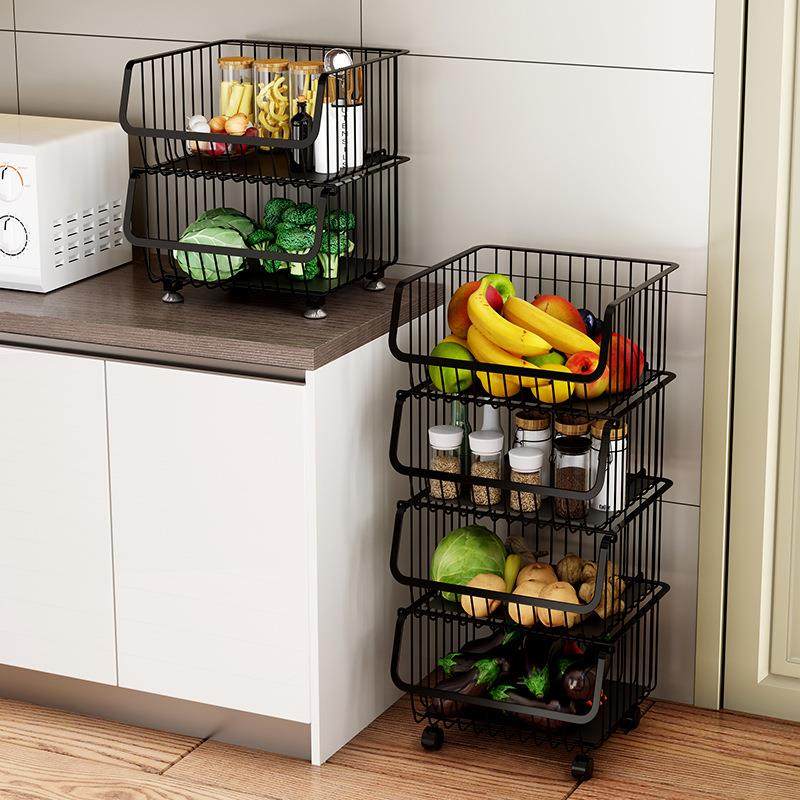 厨房收纳小推车蔬菜水果置物架可移动多层家用落地金属加厚储物筐,收纳整理,书桌收纳置物架,淘宝优惠券,粉丝福利购,淘宝优惠卷