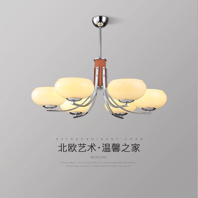 客厅灯吊灯法式奶油风中古包豪斯卧室房间灯北欧复古原木餐厅吊灯