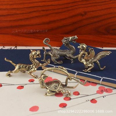 黄铜四大神兽摆件青龙白虎朱雀玄武四方铜器客厅茶室茶宠家居摆件