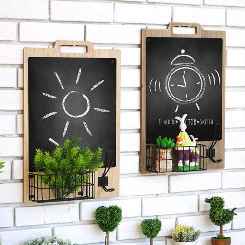 ins北欧墙面收纳花篮复古黑板壁挂装饰品创意壁饰墙饰留言板挂饰