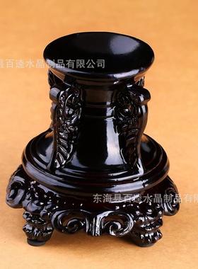 实木树脂雕花水晶球底座摆件 圆形球体底座葫芦底托石座