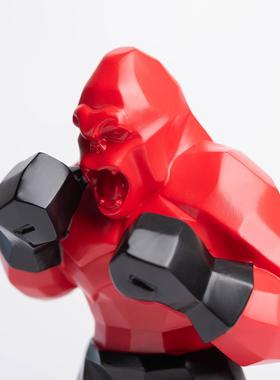 北欧树脂工艺品拳击金刚猩猩摆件家居客厅书房卧室玄关创意装饰品