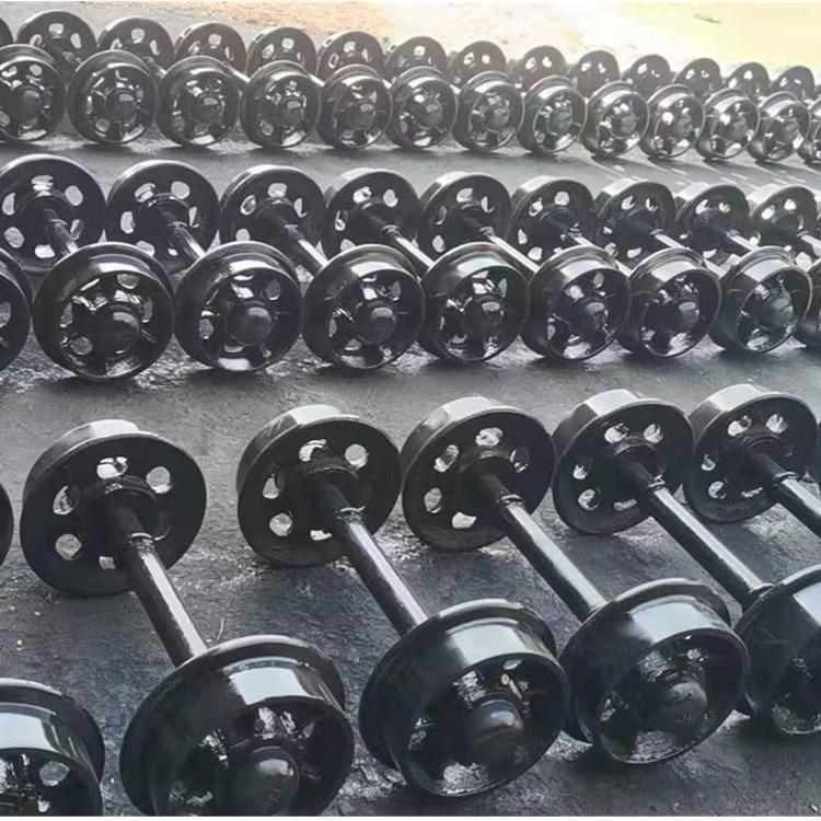 矿车轮对600轨距铸铁钢轨对轮子 安装简单 煤矿固定式矿车轮对