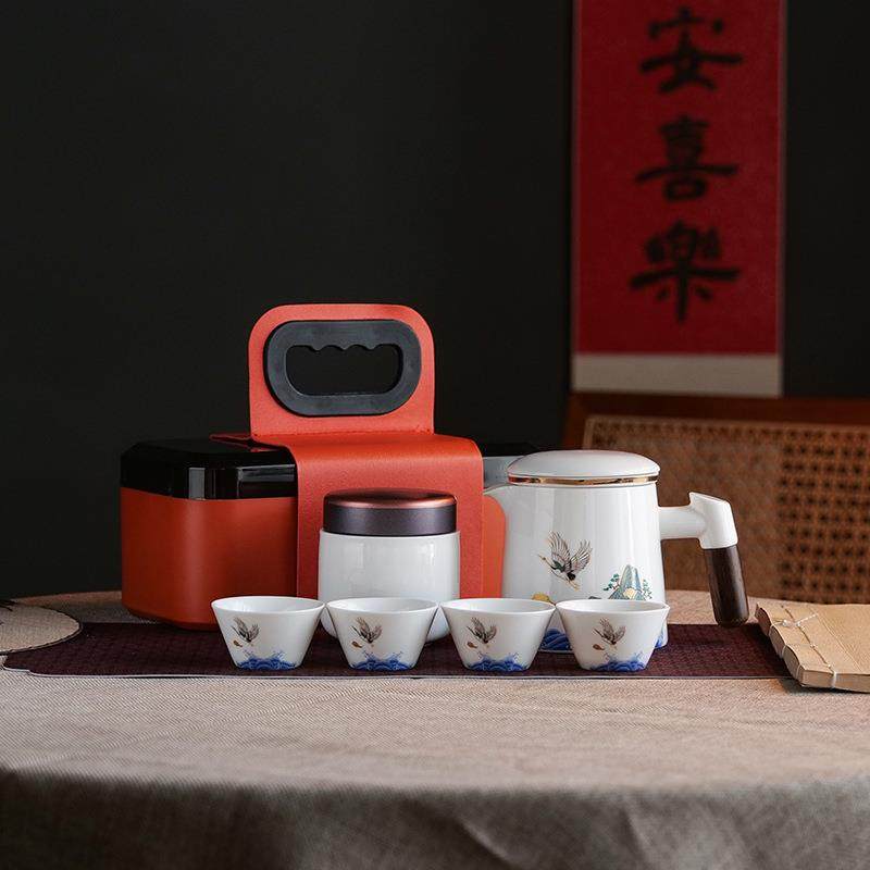 便捷旅行茶具套装快客杯一壶茶盘四杯户外泡茶壶茶杯小茶水分离