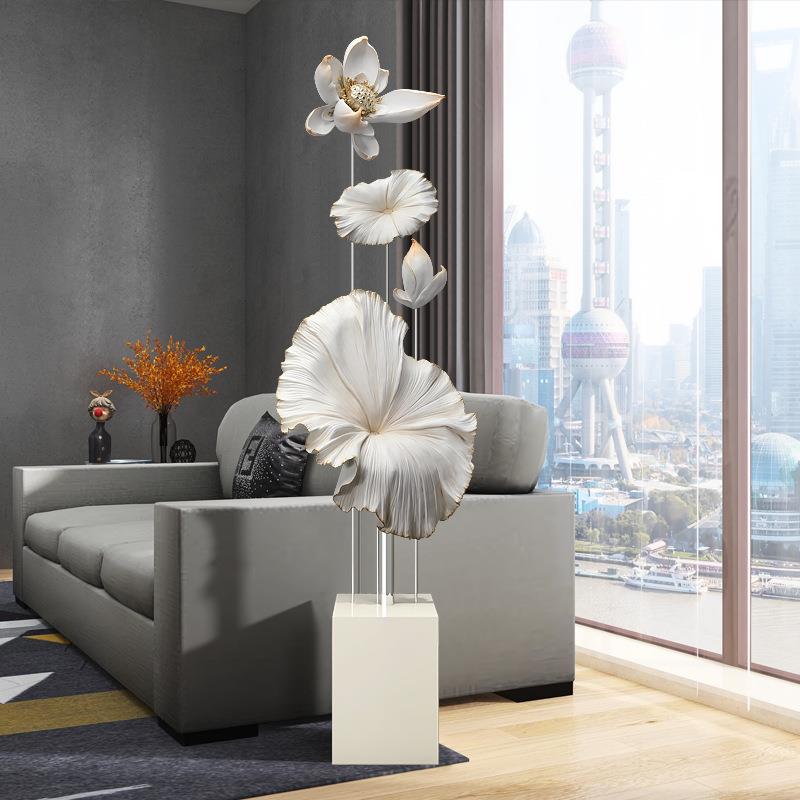 创意荷叶客厅摆件大型落地电视柜旁玄关办公室装饰品乔迁新居礼品