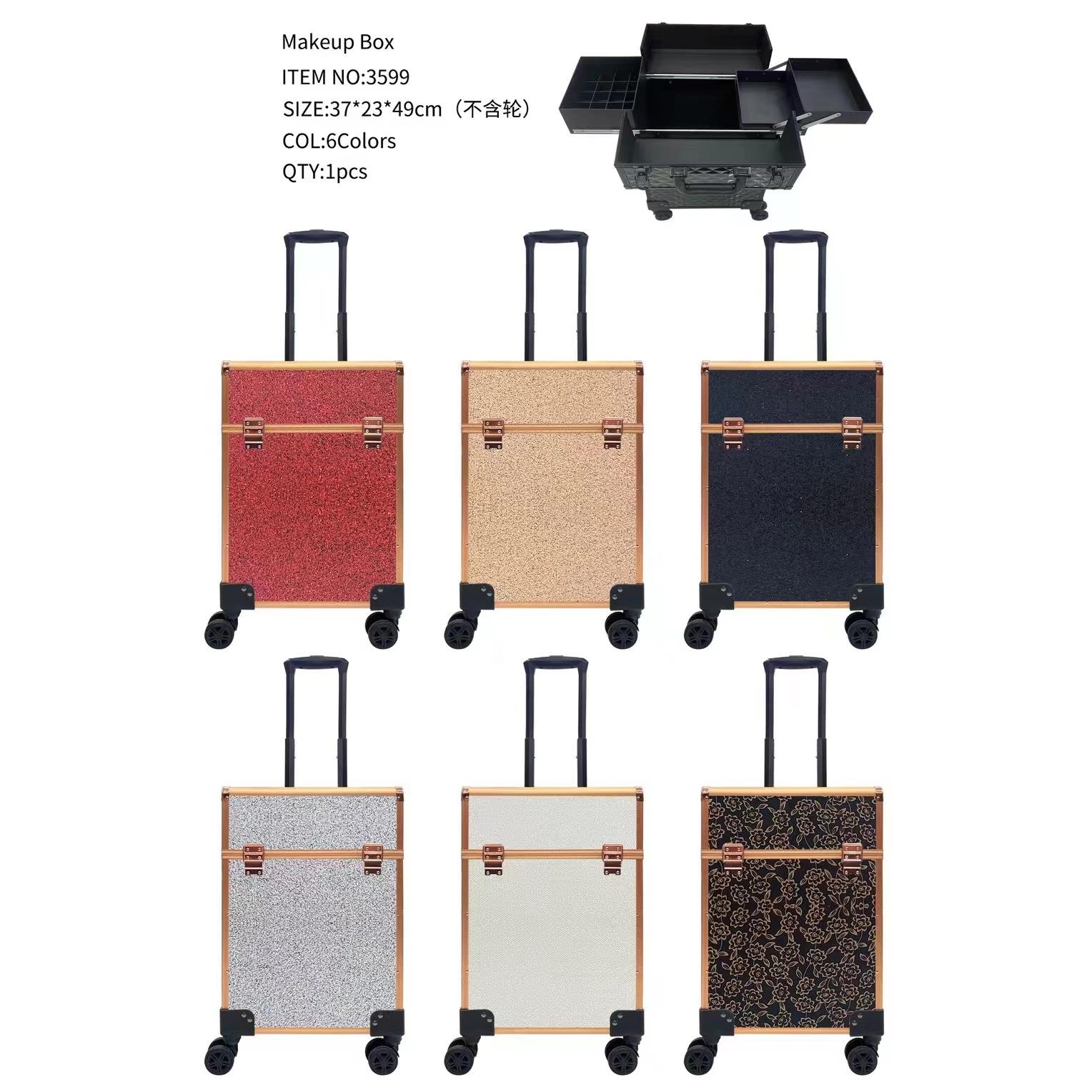 专业拉杆化妆箱美甲纹绣美容工具收纳箱跟妆师铝合金多层工具箱