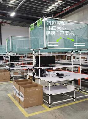电商仓储打包台包装发货验货分拣台精益管包装桌复核台网兜操作台