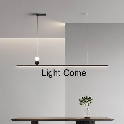 高亮led一字长条吊灯黑色拉丝航空铝材餐厅吧台前台办公室灯具饰