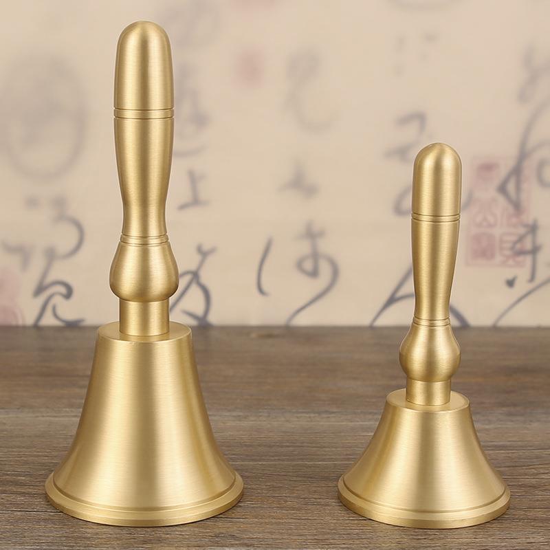 手摇铃铛大小号纯铜有柄铃铛手摇钟玩具儿童铃铛乐器铜铃铛呼叫铃