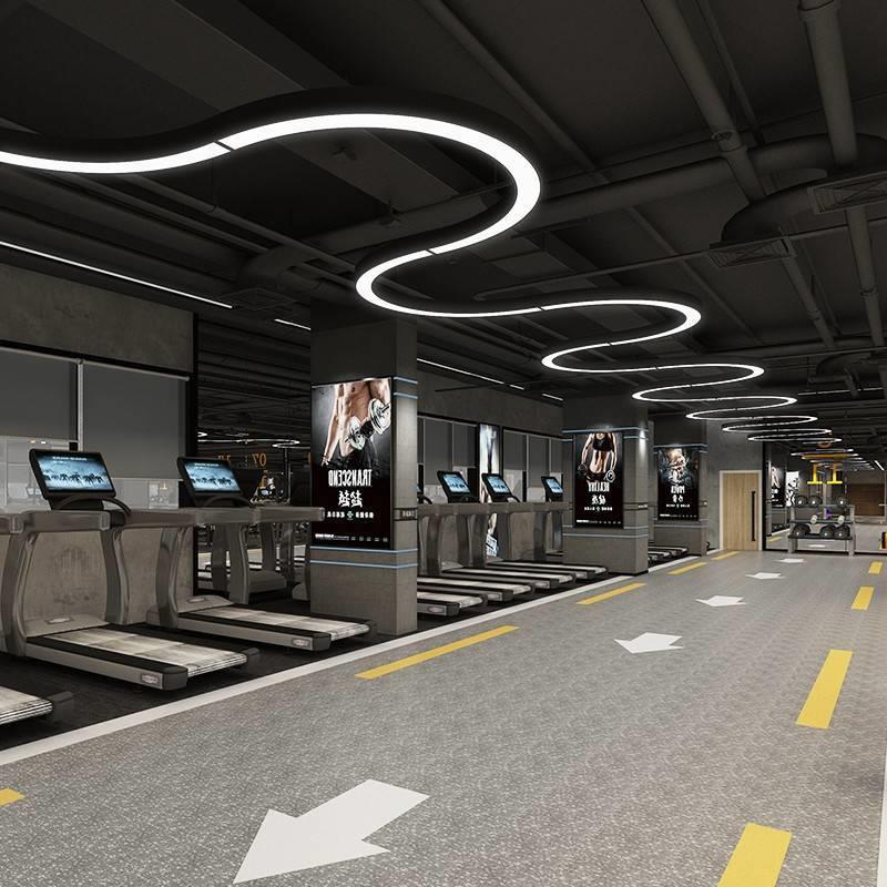 led圆弧吊灯半圆环形健身房网咖商场走廊过道工业风造型吊线灯具