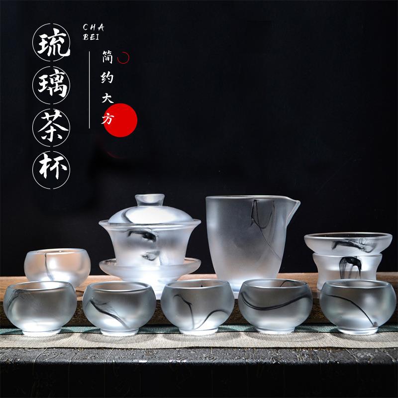 茶具套装水墨琉璃古典茶杯泡茶功夫茶具礼盒装水墨古典风盖碗公杯