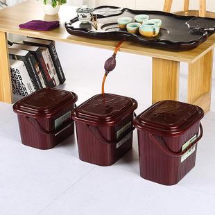 家用塑料茶渣桶 加厚方形提手带茶漏茶桶 干湿分离过滤茶水桶