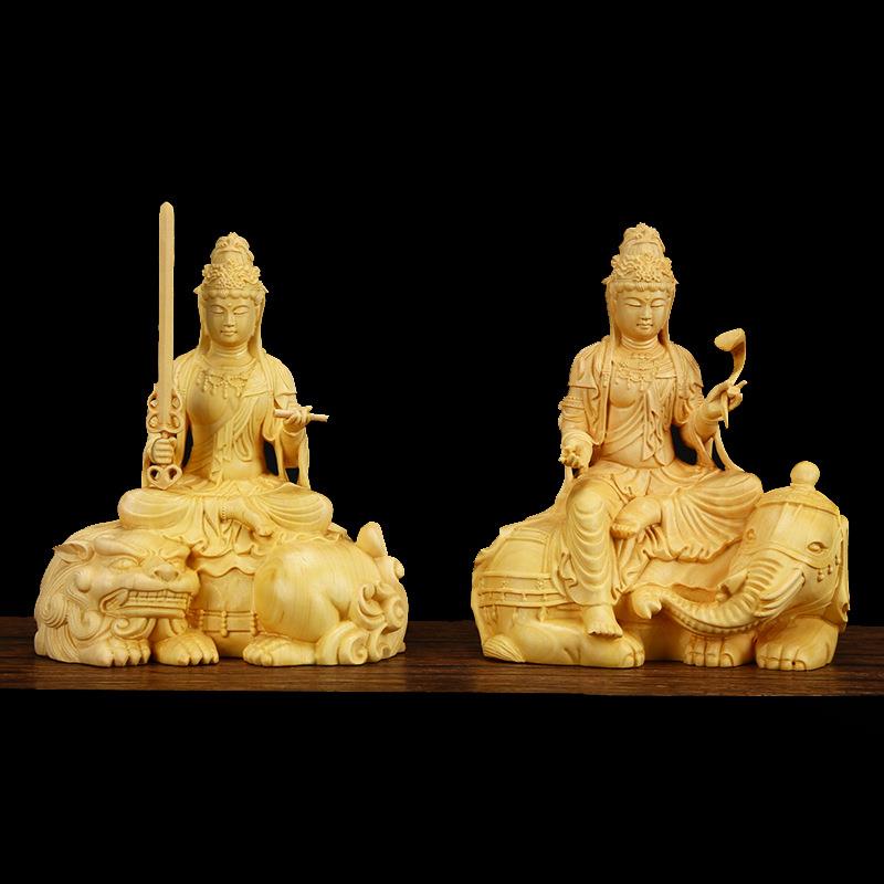 乐清黄杨木雕摆件佛像实木工艺雕刻居家供奉生肖守护文殊普贤菩萨