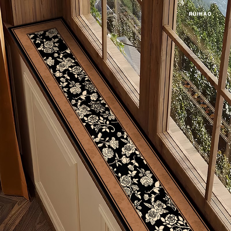 中古风飘窗垫窗台垫极窄长条硅藻泥防滑软垫可裁剪高级.感装饰垫
