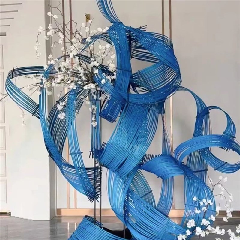 婚庆展厅布置竹排装饰手工竹编制品竹篾竹片花艺造W景竹蔑吊顶装