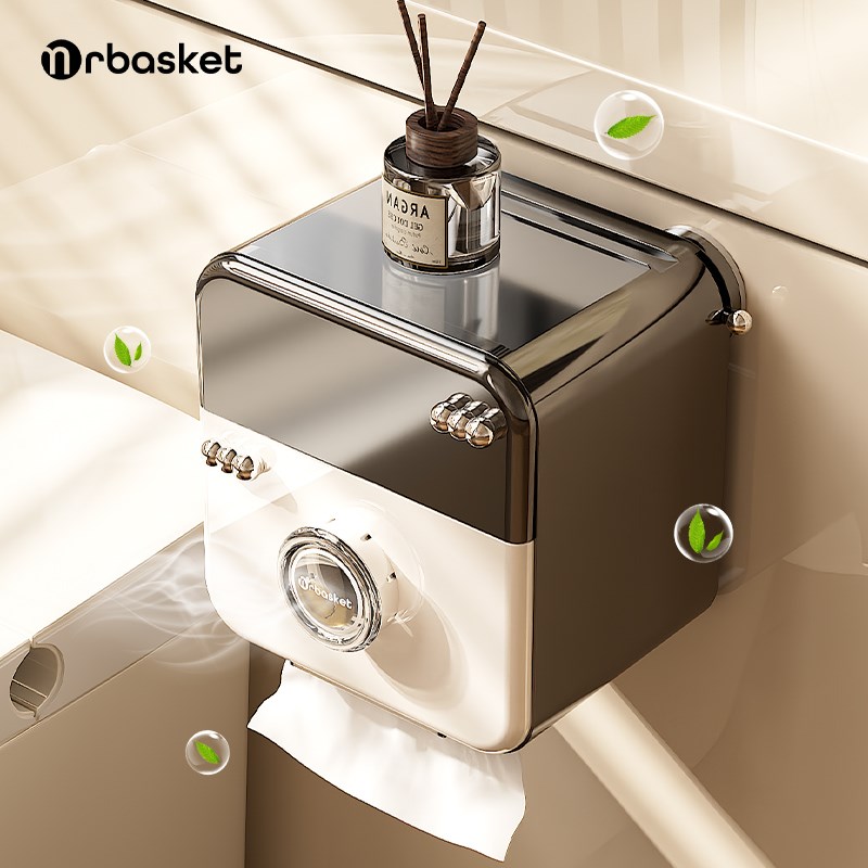 吸盘香薰化妆室卫生纸盒壁挂式免打孔双层防水I纸巾架厕所卷筒卫