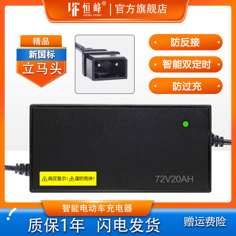 智能适配立马电动车充电器两孔反插48V12AH60V20PAH72V30A原装接
