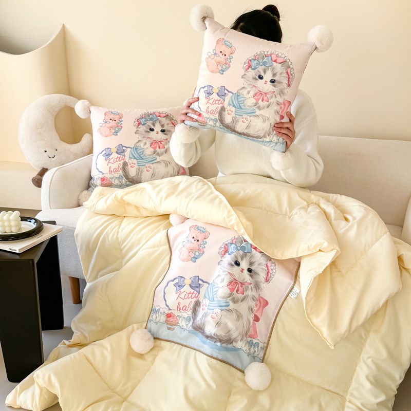 波斯猫 抱枕被子两用午睡毯子空z调枕头被2025新款车载靠枕二合一