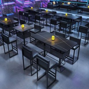 工业风酒吧清吧酒馆桌椅组合酒吧散台桌子脚凳吧台椅子网红