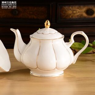 欧式描金骨瓷下午茶壶骨瓷咖啡壶欧式咖啡壶欧式茶具咖啡套具单卖