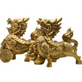 德缘居铜麒麟摆件铜钱葫芦财富麒麟一对家居摆件家居装 饰吉祥用品