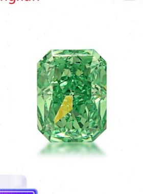 长方形倒角冰花切翠绿色锆石裸石戒面 小八角人造CZ混色高碳钻宝