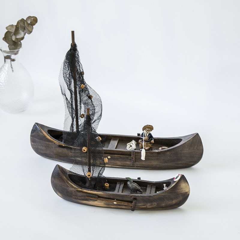 实木实心乌篷船江南水乡船手工实木船G模造景可下水渔家装饰小木