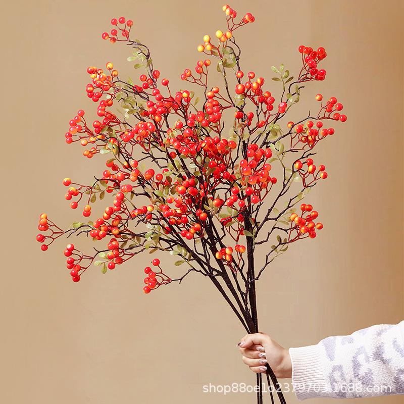 秋实果仿真花浆果客厅餐桌假花高级仿生绿植发财果冬青果装饰花艺