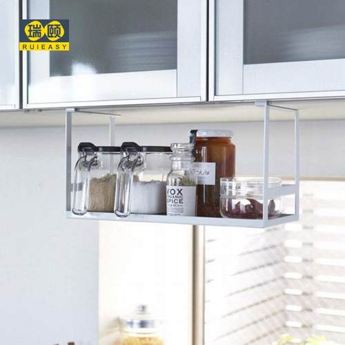 现代简约厨房吊柜挂架多功能收纳置物篮框免打孔厨房日用品调料架