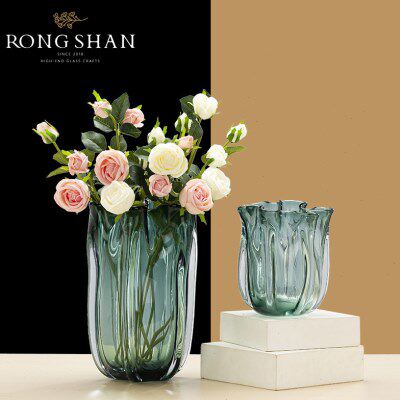 花瓶摆件客厅插花轻奢喇叭口水晶玻璃北欧玫瑰卧室网红水养装饰品