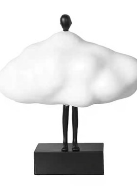 现代简约创意白色云朵p人物玄关摆件家居客厅电视柜装饰品酒店摆