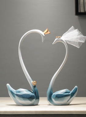 家居饰品天d鹅摆件一对创意电视柜酒柜装饰送朋友结婚礼物新婚礼