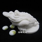 包邮 饰品办公室工艺品新款 摆件家居装 石雕金蟾仿汉白玉小动物中式