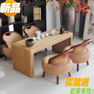藤编茶几茶桌阳台桌椅组合现代简约藤家具地台榻榻米喝茶桌子新款