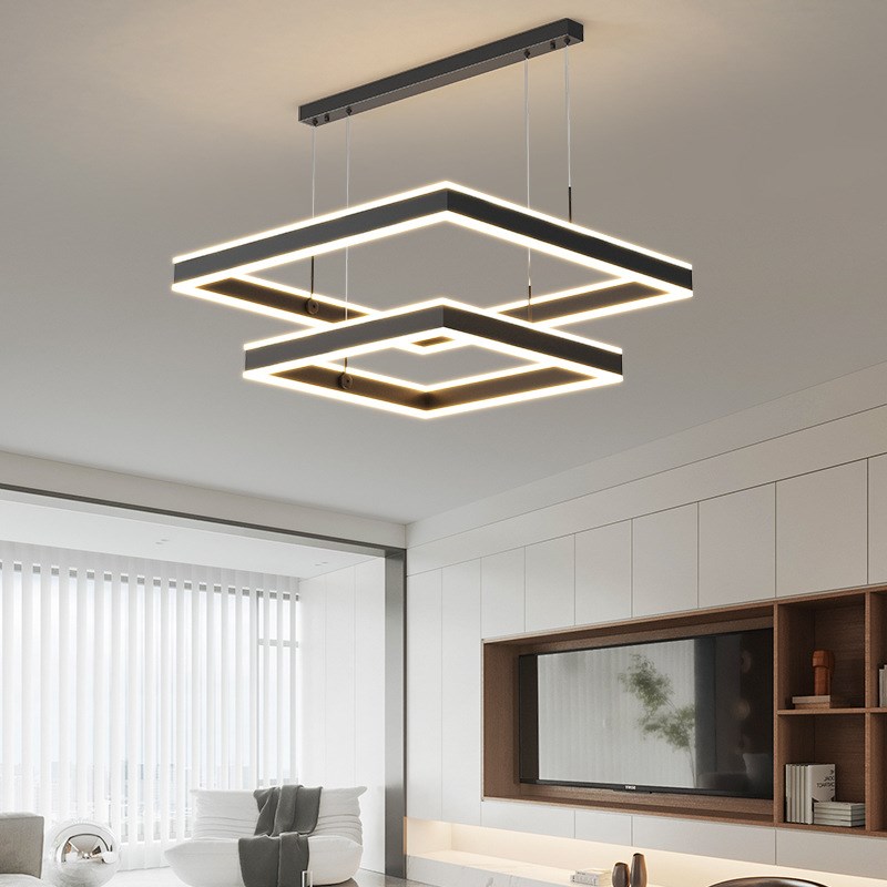 北欧客厅吊灯2i022年新款方形卧室主灯现代简约大气灯具大全餐厅