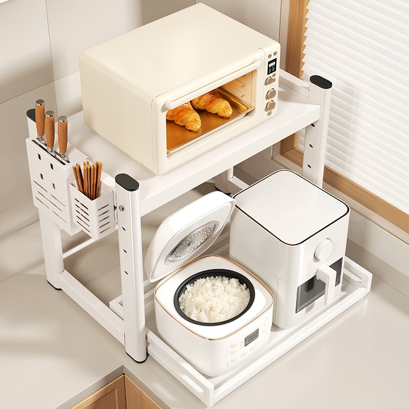 微波炉置b物架厨房多功能台面专用抽拉式电饭锅烤箱一体收纳支架