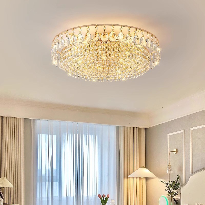高级北欧客厅吸顶水晶灯  w现代简约大气家用圆形奢华餐厅卧室灯
