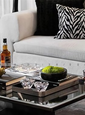 空合 现代简约桌面大理石苔藓艺B术花器 样板间洽谈区酒具组合摆