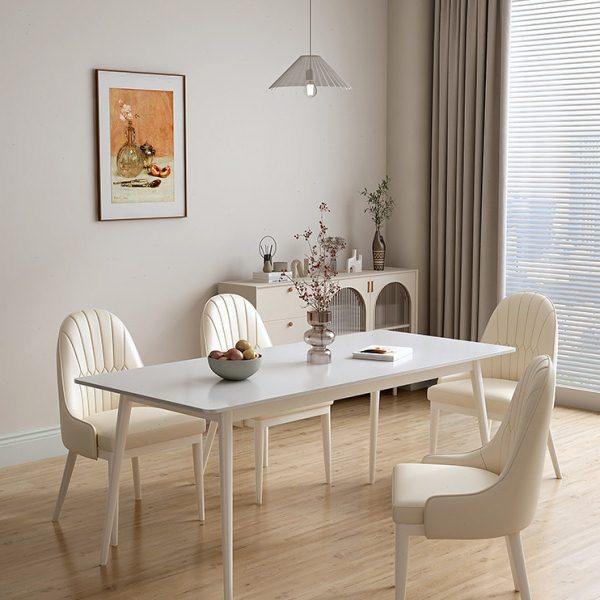 岩板餐桌轻奢现代简约家用小户型吃饭桌子奶油风长方形纯白餐桌椅,住宅家具,岩板餐桌,淘宝优惠券,粉丝福利购,淘宝优惠卷