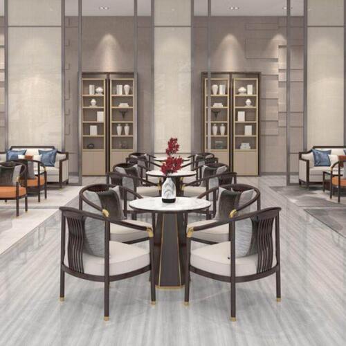 新中式酒店接待桌椅售楼处洽谈桌椅现代美容院茶馆店会客一桌四椅